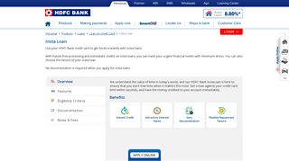Insta Loan - HDFC Bank