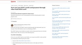 How to pay HDFC credit card payment through other bank debit card ...