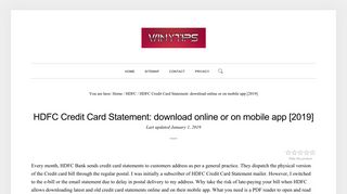HDFC Credit Card Statement: download online or on mobile app [2019]