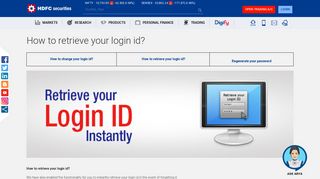 How to retrieve your login id? - HDFC securities