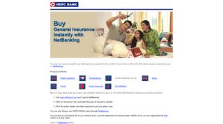 Buy Health Insurance through NetBanking - HDFC Bank
