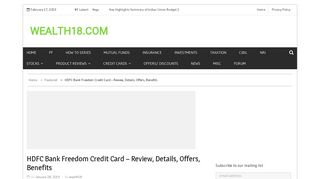 HDFC Bank Freedom Credit Card – Review, Details, Offers, Benefits ...