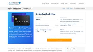 HDFC Freedom Credit Card - Apply Online at Paisabazaar
