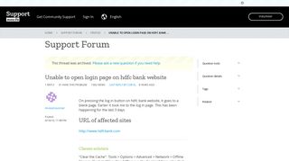 Unable to open login page on hdfc bank website | Firefox Support ...