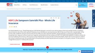 Whole Life Insurance Plan - Sampoorn Samridhi Plus by HDFC Life