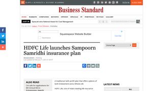 HDFC Life launches Sampoorn Samridhi insurance plan | Business ...