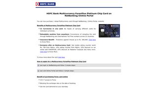 HDFC Bank Multicurrency ForexPlus Platinum Chip Card