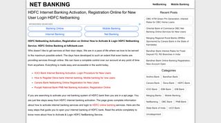 HDFC Netbanking Activation Registration Online for New User Login,