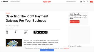 Selecting The Right Payment Gateway For Your Business - YourStory