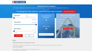 Personal Loan EMI Calculator: Online EMI Calculator for ... - HDFC Bank