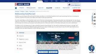Multi Currency Card - Multicurrency ForexPlus Card by HDFC Bank