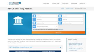 HDFC Salary Account Interest Rates: Apply Online at Paisabazaar.com