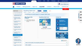 EasyShop Visa Debit Card - Pay Bills, Shop Online ... - HDFC Bank