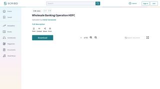 Wholesale Banking Operation HDFC | Banks | Debits And Credits