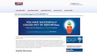 HDFC Mutual Fund :: Log Out