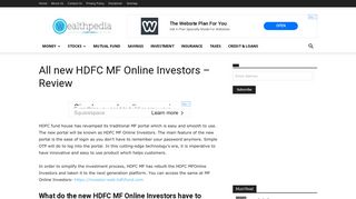 All new HDFC MF Online Investors - Review - Wealthpedia