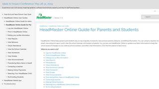 HeadMaster Online Guide for Parents and Students - Help Centers