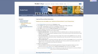 Login and Password Reset Instructions - Peralta Colleges