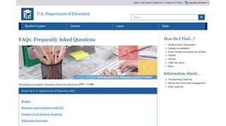 FAQs: Frequently Asked Questions | U.S. Department of Education