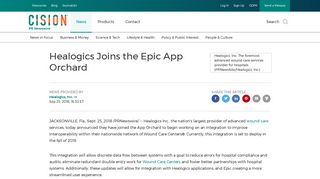 Healogics Joins the Epic App Orchard - PR Newswire