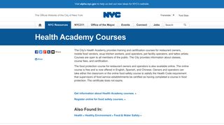 Health Academy Courses | City of New York - NYC.gov
