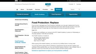 Food Protection Certificate Replace - NYC.gov