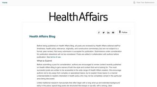 Health Affairs Submission Manager - Health Affairs Blog