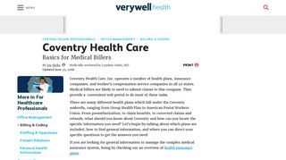 Coventry Health Care Information for Medical Billers - Verywell Health