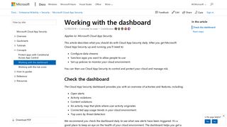 Working with the Cloud App Security dashboard | Microsoft Docs