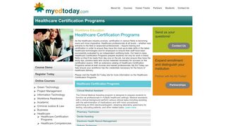 Healthcare Certification Programs « MyEdToday.com
