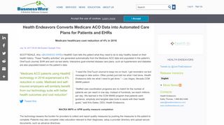 Health Endeavors Converts Medicare ACO Data into Automated Care ...