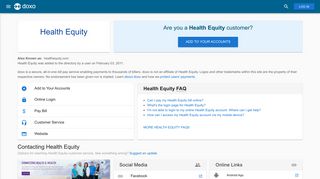 Health Equity: Login, Bill Pay, Customer Service and Care Sign-In