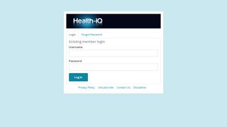 Health-iQ Login page - HealthLogix
