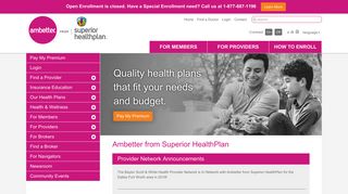 Health Insurance Marketplace in Texas | Ambetter from Superior Health