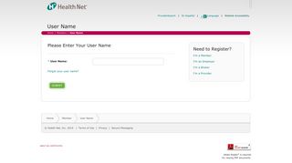 User Name - Health Net