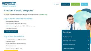 Provider Portal / eReports | Providers - Health Plan of San Mateo