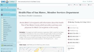 Health Plan of San Mateo., Member Services Department | SMC ...