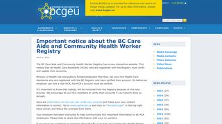 Important notice about the BC Care Aide and Community Health ...