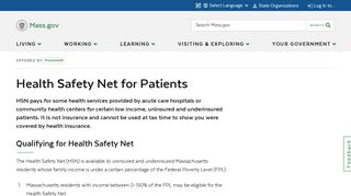 Health Safety Net for Patients | Mass.gov