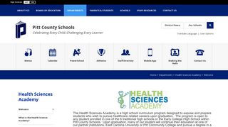 Health Sciences Academy / Welcome - Pitt County Schools