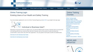 Online Training Login - Health & Safety Management