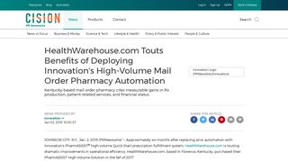 HealthWarehouse.com Touts Benefits of Deploying Innovation's High ...