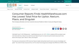 Consumer Reports Finds HealthWarehouse.com Has Lowest Total ...
