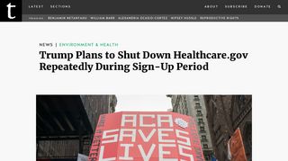 Trump Plans to Shut Down Healthcare.gov Repeatedly During Sign ...