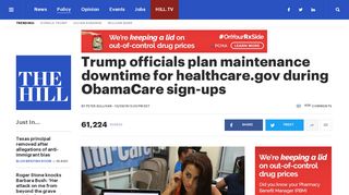 Trump officials plan maintenance downtime for healthcare.gov during ...