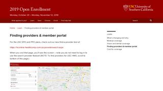 Finding providers & member portal | 2019 Open Enrollment | USC