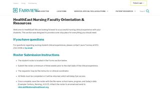HealthEast Nursing Faculty Orientation & Resources