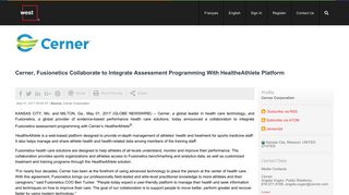 Cerner, Fusionetics Collaborate to Integrate Assessment ...