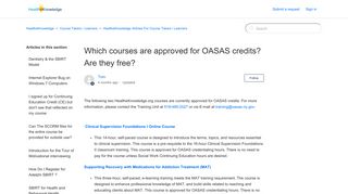 Which courses are approved for OASAS credits? Are they free ...