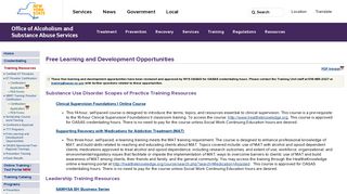 Free Learning and Development Opportunities - OASAS - NY.gov